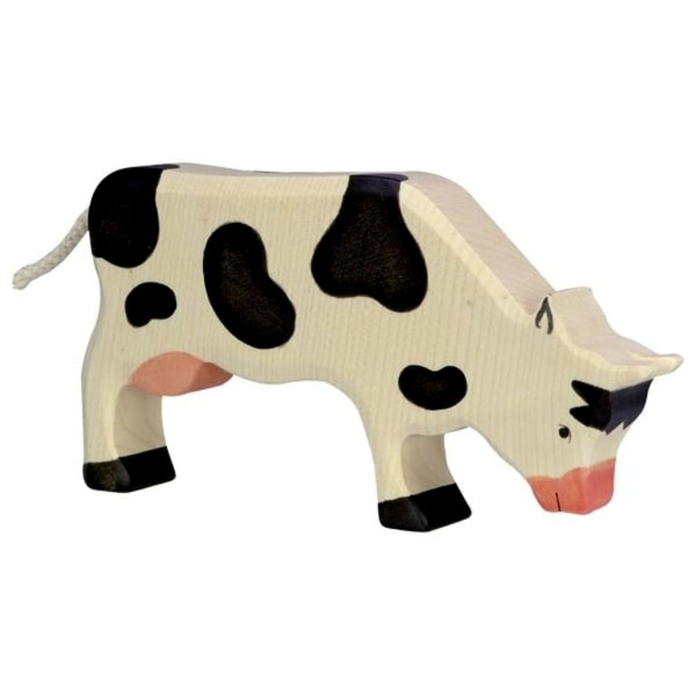 NWT Holztiger Wooden Toys Black & White Cow Grazing